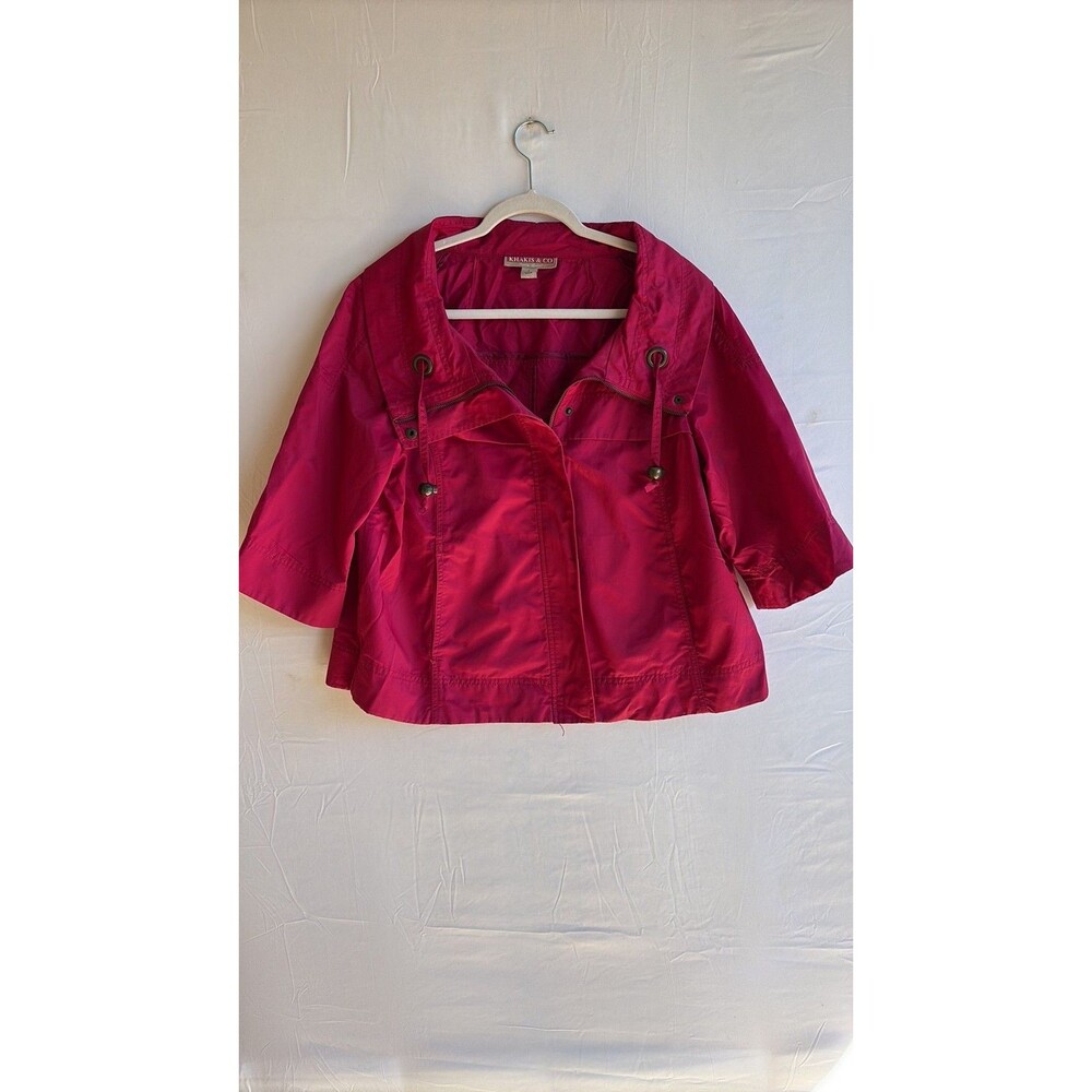 Khakis & Co Women's Magenta Half-Sleeve Cropped Windbreaker Jacket